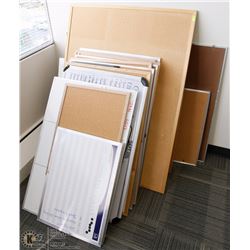 RM8-LARGE LOT OF WHITE BOARDS AND CORK BOARDS.