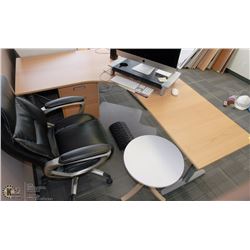 RM8-DESK, DRAWERS ON CASTERS, CORNER TABLE,