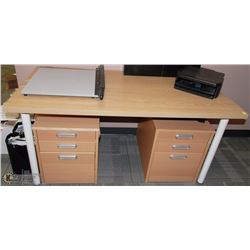 OPEN-DESK, 2 DRAWERS (NO CASTERS), 21" PAPER