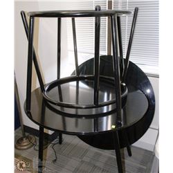 OPEN-SET OF 3 DARK GLASS TOP TABLES