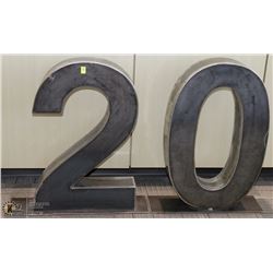 RECEP-CUSTOM MADE METAL SIGNS OF "2" AND "0". V