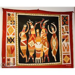 TWO PIECES OF HANDPAINTED AFRICAN STYLE FABRIC