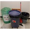 Image 1 : COFFEE-SET OF 4 TV TRAYS, 2 GARBAGE CANS, CANS