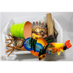 TOTE OF ORNAMENTS INCL MASK