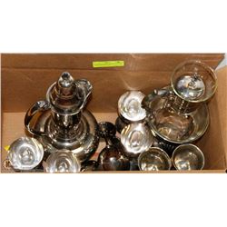 LOT OF SILVER PLATED BRASS AND COPPER SERVEWARE