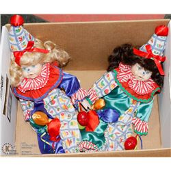 2 COLLECTOR PORCELAIN CLOWN DOLLS