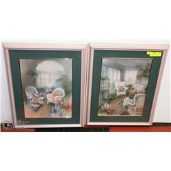 PAIR OF FRAMED GARDEN ART PRINTS 22" X 18"