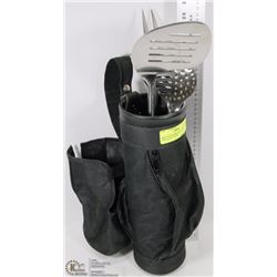 BBQ TOOLS IN BLACK GOLF BAG WITH TOOL COVER -