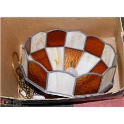 VINTAGE STAINED GLASS HANGING LAMP