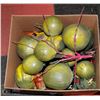 Image 1 : BOX OF PEPPERS & COCONUTS MADE OF PAPER MACHE &