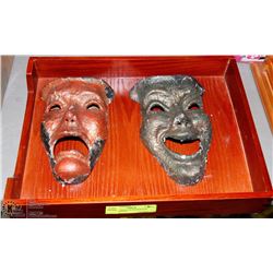 2 SOLID VINTAGE HANDMADE BRASS MASKS
