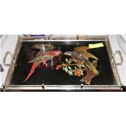 VINTAGE SERVING TRAY WITH BIRD MOTIF