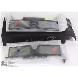 SET OF 2 NEW 3D GLASSES, W/BATTERIES