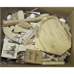 LARGE BOX OF ASSORTED WOOD FIGURES FOR CRAFTS