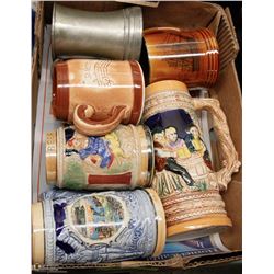 FLAT OF BEER STEINS