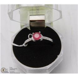 #24-RED RUBY & CZ GEMSTONE RING