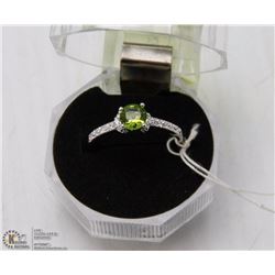 #19-GREEN PERIDOT & CZ RING