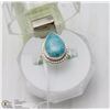 Image 1 : #53-CARRIBEAN LARIMAR GEMSTONE RING