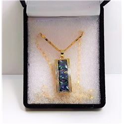 #7 - GOLD TONE MYSTIC TOPAZ PENDANT & CHAIN