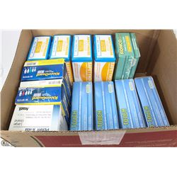 LOT OF 12 BOXES OF DISPOSABLE VINYL + LATEX GLOVES