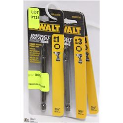 LOT OF 3 DEWALT IMPACT READY ROBERTSON DRIVE BITS