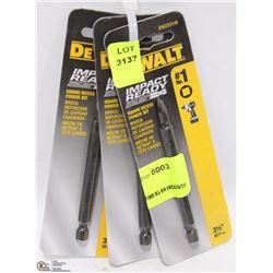 LOT OF 3 DEWALT IMPACT READY ROBERTSON DRIVE BITS