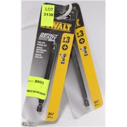 LOT OF 3 DEWALT IMPACT READY PHILIPS DRIVE BITS