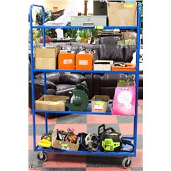 4 SHELF METAL CART WITH SWIVELS ON 1 SIDE