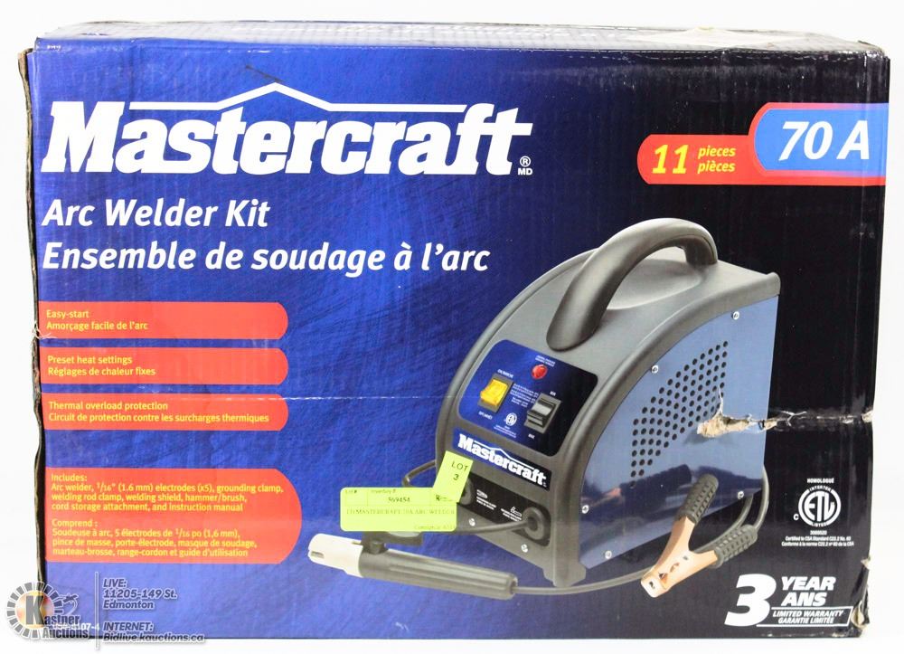13) MASTERCRAFT 70A ARC WELDER KIT