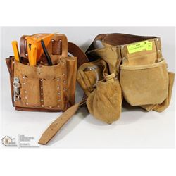 9) 2 LEATHER TOOL BELTS WITH CONTENTS