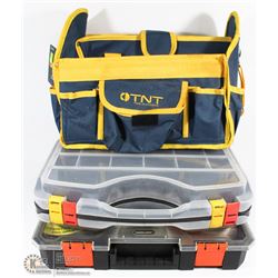 TNT TOOL BAG SOLD WITH 2 EMPTY STORAGE ORGANIZERS