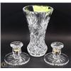 Image 1 : PINWHEEL CRYSTAL VASE AND CANDLEHOLDERS