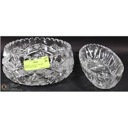 PINWHEEL CRYSTAL SALAD BOWL AND CELERY DISH