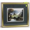 Image 1 : FRAMED AND MATTED PRINT OF LAKE HOUSE 17"X16"