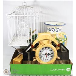 LOT WITH BIRD CAGE DECOR, VASE, THAILAND SHOT