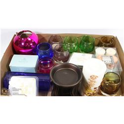 BOX OF ASSORTED WAXES, WARMER, CANDLES ETC