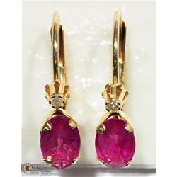 #1-10K YELLOW GOLD RUBY AND DIAMOND EARRINGS