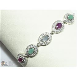 #2-STERLING SILVER GEMSTONE ADJUSTIBLE BRACELET