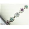 Image 1 : #2-STERLING SILVER GEMSTONE ADJUSTIBLE BRACELET