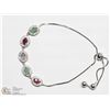 Image 2 : #2-STERLING SILVER GEMSTONE ADJUSTIBLE BRACELET