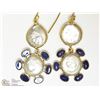 Image 1 : #4-ST.SILVER G. PLATED PEARL & TANZANITE EARRINGS