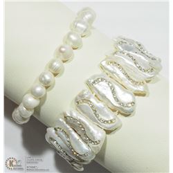 #6-TWO FLEXIBLE FRESHWATER PEARL BRACELETS