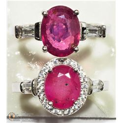 #13-TWO STERLING SILVER RUBY RINGS SIZES 7.5 & 8