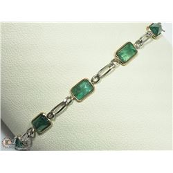 #15-10K YELLOW & WHITE GOLD EMERALD LINK BRACELET
