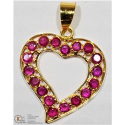 #16-18K YELLOW GOLD RUBY HEART PENDANT