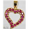 Image 1 : #16-18K YELLOW GOLD RUBY HEART PENDANT