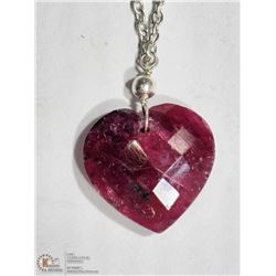 #17-STERLING SILVER RUBY HEART NECKLACE