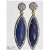 Image 1 : #18-ST. SILVER SODALITE ANTIQUE STYLE EARRINGS