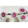 Image 1 : #19-STERLING SILVER RUBY HALO DOUBLE FINGER RING