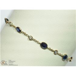 #20-14K YELLOW GOLD BLUE & WHITE SAPPHIRE BRACELET
